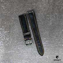 Load image into Gallery viewer, #422 20/16mm Matte Charcoal Grey Washed Out Ostrich Leg Leather Strap with Orange Stitch