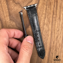 Load image into Gallery viewer, #757 (Suitable for Apple Watch) Black Crocodile Leather Watch Strap with Black Stitches