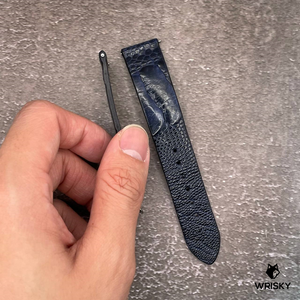 #617 (Quick Release Spring Bar) 20/18mm Deep Sea Blue Ostrich Leg Leather Watch Strap