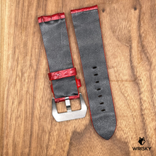 Load image into Gallery viewer, #806 24/22mm Red Double Row Hornback Crocodile Leather Watch Strap