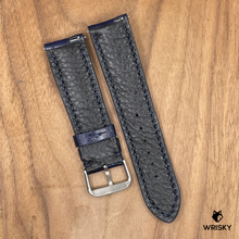 Load image into Gallery viewer, #1000 (Quick Release Spring Bar) 22/20mm Dark Blue Crocodile Belly Leather Watch Strap with Black Stitches