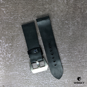 #476 24/22mm Black Hornback Crocodile Leather Watch Strap