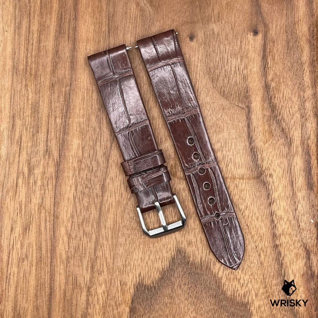 #794 (Quick Release Spring Bar) 18/16mm Dark Brown Crocodile Belly Leather Watch Strap