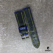 Load image into Gallery viewer, #457 22/20mm Royal Blue Hornback Crocodile Leather strap with Yellow Stitches
