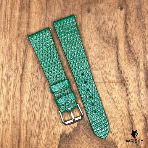 #768 (Quick Release Spring Bar) 20/16mm Green Lizard Leather Watch Strap