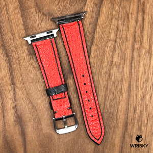 #757 (Suitable for Apple Watch) Black Crocodile Leather Watch Strap with Black Stitches
