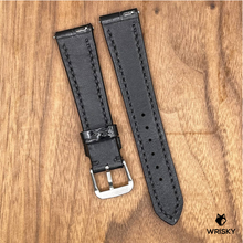Load image into Gallery viewer, #857 (Quick Release Spring Bar) 19/16mm Black Crocodile Belly Leather Watch strap with Black Stitches