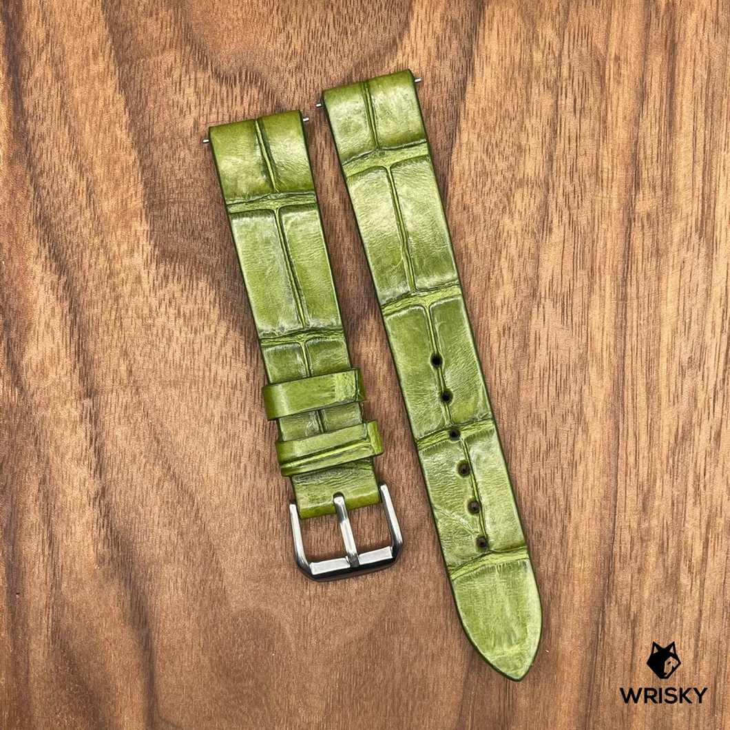 #661 (Quick Release Spring Bar) 18/16mm Olive Green Crocodile Leather Watch Strap