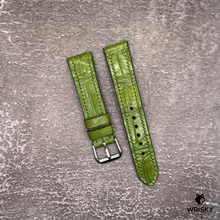 Load image into Gallery viewer, #515 19/16mm Olive Green Crocodile Belly Leather Watch Strap with Green Stitches