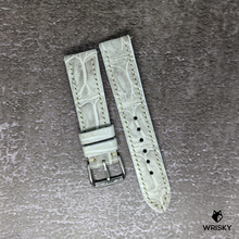 Load image into Gallery viewer, #472 20/18mm White Himalayan Crocodile Belly Leather Watch Strap with Cream Stitches