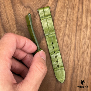 #661 (Quick Release Spring Bar) 18/16mm Olive Green Crocodile Leather Watch Strap