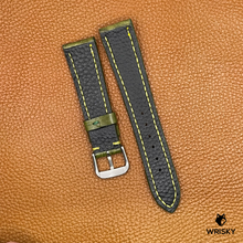 Load image into Gallery viewer, #750 20/16mm Olive Green Crocodile Belly Leather Watch Strap with Yellow Stitches