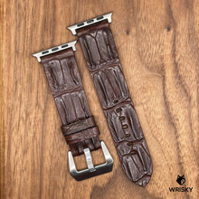 Load image into Gallery viewer, #696 (Suitable for Apple Watch) Dark Brown Double Row Hornback Crocodile Leather Watch Strap