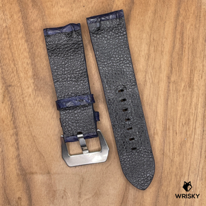 #1058 24/22mm Dark Blue Double Row Hornback Crocodile Leather Watch Strap