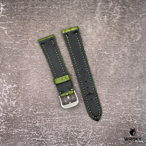 #515 19/16mm Olive Green Crocodile Belly Leather Watch Strap with Green Stitches