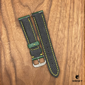 #645 (Quick Release Spring Bar) 20/18mm Emerald Green Ostrich Leg Leather Watch Strap with Yellow Stitches