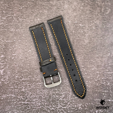 Load image into Gallery viewer, #571 20/18mm Greenish Grey Crocodile Belly Leather Watch Strap with Yellow Stitches