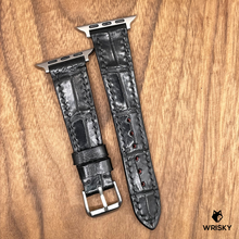 Load image into Gallery viewer, #759 (Suitable for Apple Watch) Black Crocodile Leather Watch Strap with Black Stitches