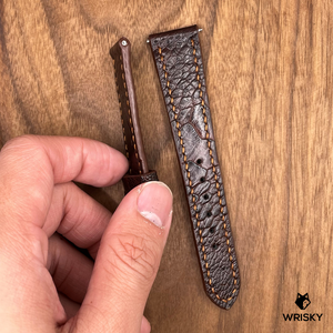 #730 (Quick Release Spring Bar) 20/16mm Brown Ostrich Leg Leather Watch Strap with Brown Stitches