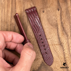 #770 (Quick Release Spring Bar) 20/18mm Wine Red French Lizard Leather Watch Strap