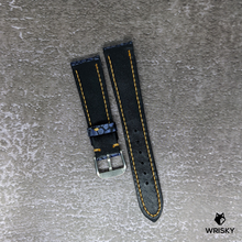 Load image into Gallery viewer, #421 20/18mm Matte Blue Washed Out Ostrich Leg Leather Strap with Orange Stitch