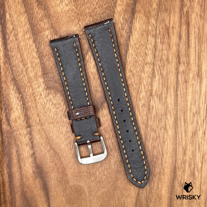 #730 (Quick Release Spring Bar) 20/16mm Brown Ostrich Leg Leather Watch Strap with Brown Stitches