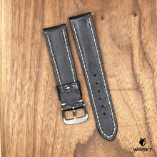 Load image into Gallery viewer, #808 20/18mm Black Crocodile Belly Leather Watch Strap with Cream Stitches