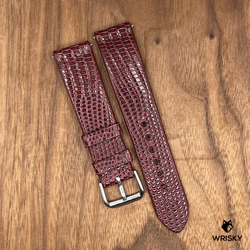 #770 (Quick Release Spring Bar) 20/18mm Wine Red French Lizard Leather Watch Strap