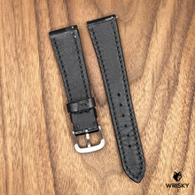 Load image into Gallery viewer, #920 (Quick Release Spring Bar) 20/16mm Black Crocodile Belly Leather Watch Strap with Black Stitches