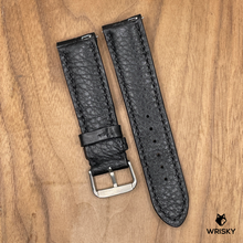 Load image into Gallery viewer, #1001 (Quick Release Spring Bar) 22/20mm Black Crocodile Belly Leather Watch Strap with Black Stitches