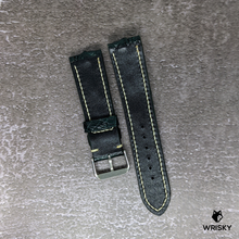 Load image into Gallery viewer, #415 22/20mm Dark Green Hornback Crocodile Leather Watch Strap with Cream Stitches