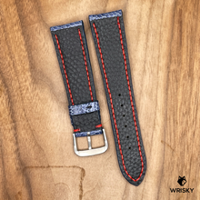 Load image into Gallery viewer, #890 22/18mm Deep Sea Blue Ostrich Leg Leather Watch Strap with Red Stitches
