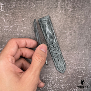 #513 22/20mm Grey Ostrich Leg Leather Watch Strap with Grey Stitches