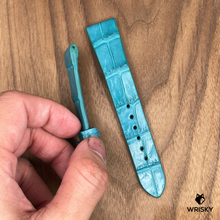 Load image into Gallery viewer, #969 20/16mm Turquoise Crocodile Belly Leather Watch Strap