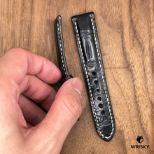 Load image into Gallery viewer, #821 (Quick Release Spring Bar) 20/18mm Black Crocodile Belly Leather Watch Strap with Cream Stitches