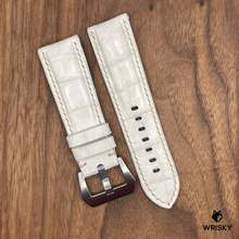 Load image into Gallery viewer, #691 24/22mm Himalayan Crocodile Belly Leather Watch Strap with Cream stitches