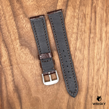 Load image into Gallery viewer, #731 (Quick Release Spring Bar) 19/16mm Brown Crocodile Belly Leather Watch Strap with Brown Stitches