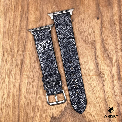 #791 (Suitable for Apple Watch) Black Stingray Leather Watch Strap