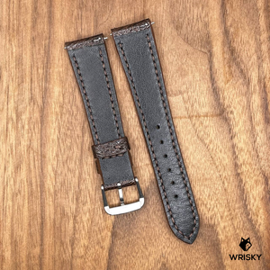 #832 (Quick Release Spring Bar) 20/16mm Dark Brown Ostrich Leg Leather Watch Strap with Brown Stitches