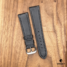 Load image into Gallery viewer, #809 (Quick Release Spring Bar) 22/18mm Black Ostrich Leg Leather Watch Strap with Black Stitches