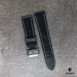 #456 22/20mm Grey Ostrich Leg Leather Watch Strap with Grey Stitch