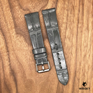 #732 (Quick Release Spring Bar) 19/16mm Gunmetal Grey Crocodile Belly Leather Watch Strap