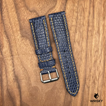 Load image into Gallery viewer, #643 (Quick Release Spring Bar) 22/20mm Deep Sea Blue Lizard Leather Watch Strap with Orange Stitch