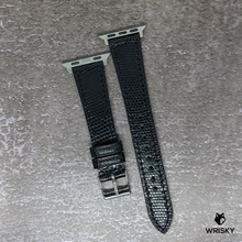 Load image into Gallery viewer, #446 (Suitable for Apple Watch) Black Lizard Leather Watch Strap with Black Stitch