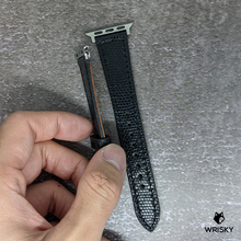 Load image into Gallery viewer, #446 (Suitable for Apple Watch) Black Lizard Leather Watch Strap with Black Stitch