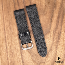 Load image into Gallery viewer, #976 22/20mm Black Crocodile Belly Leather Watch Strap with Black Stitches