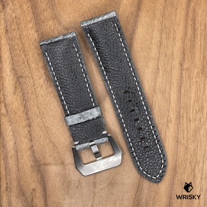 #1061 24/22mm Grey Ostrich Leg Leather Watch Strap with Grey Stitches
