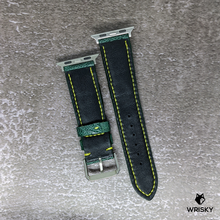 Load image into Gallery viewer, #463 (Suitable for Apple Watch) Emerald Green Ostrich Leg Leather Watch Strap with Yellow Stitches