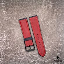 Load image into Gallery viewer, #574 22/20mm Deep Sea Blue Ostrich Leg Leather Watch Strap with Red Stitches