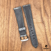 Load image into Gallery viewer, #833 (Quick Release Spring Bar) 20/16mm Grey Ostrich Leg Leather Watch Strap with Grey Stitches